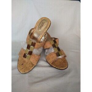 Croft & Barrow Slip-on Heels Size 9 1/2 MED Cork Upper embellishments Kohl's